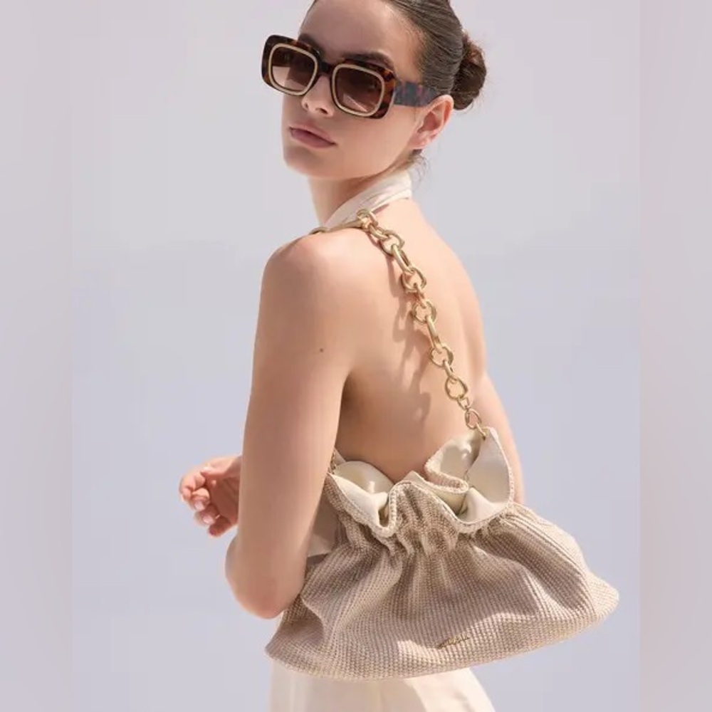 CULT GAIA Bara Raffia Handbag Gold Chain - Picture 6 of 6